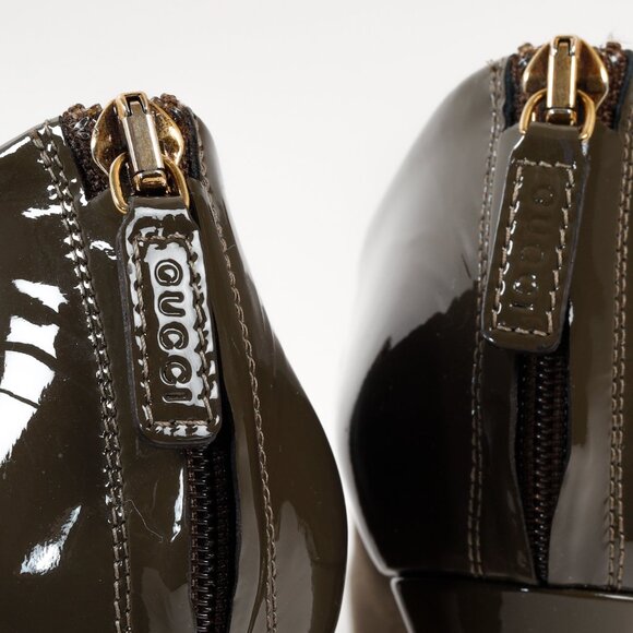 Gucci Green Patent Leather and Suede Booties - Picture 9 of 11